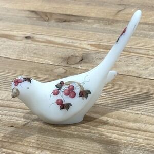 Vintage Fenton artist signed bird of happiness Winterberry